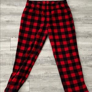Men's Plaid Microfleece Holiday Family Pajama Pants - Wondershop™ Red/Black